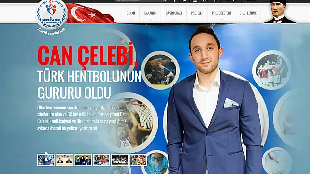 Can Çelebi,  Spor Bakanlığı’nın Manşetinde