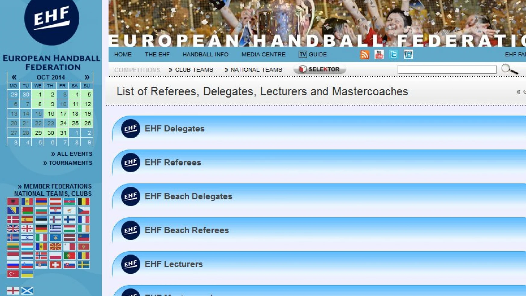 EHF 2014-15 Sezonu Hakem ve Gözlemci Listesini Güncelledi